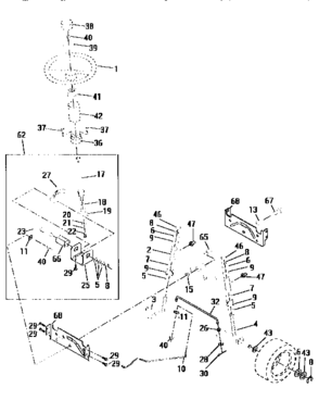 Steering Assembly Diagram and Parts List for 917258100  Craftsman Lawn Tractor