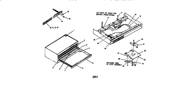 3 Drawer Intermediate Chest Diagram and Parts List for 706654560  Craftsman Tool Stand & Cart