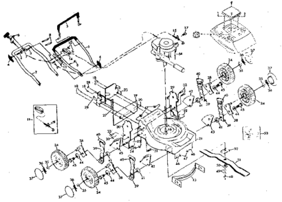 Main Frame Diagram and Parts List for 917383420  Craftsman Lawn Mower