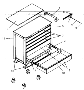 Tool Chest Diagram and Parts List for 706597263  Craftsman Tool Stand & Cart