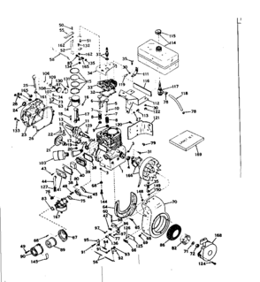 Basic Engine Diagram and Parts List for 143567042  Craftsman Engine