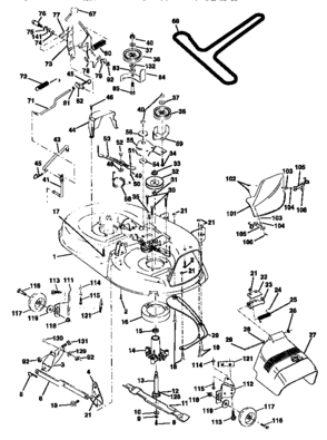 Mower Deck Diagram and Parts List for 917271010  Craftsman Lawn Tractor