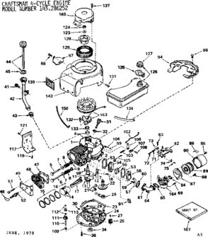 Replacement Parts Diagram and Parts List for 143286252  Craftsman Engine