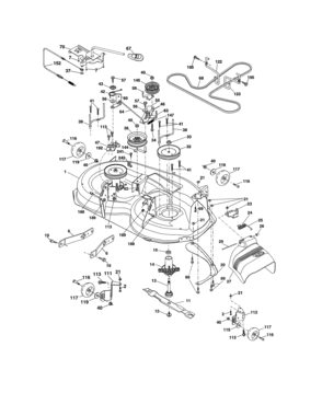Mower Deck Diagram and Parts List for 917989240  Craftsman Lawn Tractor
