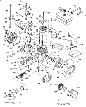 Replacement Parts Diagram and Parts List for 143656092  Craftsman Engine