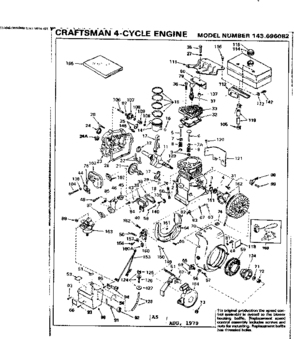 Engine Diagram and Parts List for 143696082  Craftsman Engine