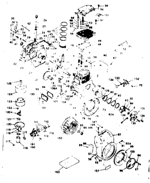 Basic Engine Diagram and Parts List for 143649022  Craftsman Engine