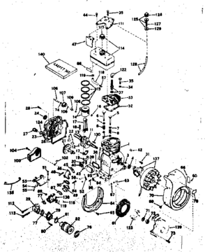 Basic Engine Diagram and Parts List for 143601032  Craftsman Engine