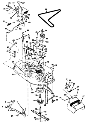Mower Deck Diagram and Parts List for 917257631  Craftsman Lawn Tractor