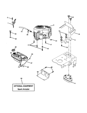Engine Diagram and Parts List for 917277350  Craftsman Lawn Tractor