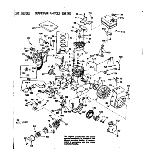 Replacement Parts Diagram and Parts List for 143707052  Craftsman Engine