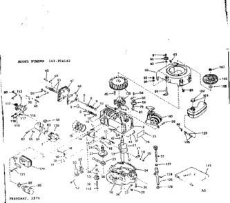 Replacement Parts Diagram and Parts List for 143254142  Craftsman Engine