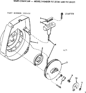 Rewind Starter Diagram and Parts List for 917351060  Craftsman Chainsaw