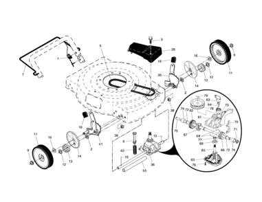 Drive Control/gear Case/wheels Diagram and Parts List for 917375502  Craftsman Lawn Mower