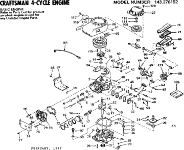 Replacement Parts Diagram and Parts List for 143276152  Craftsman Engine