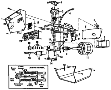 Opener Assembly Parts Diagram and Parts List for 13953612  Craftsman Garage Door Opener