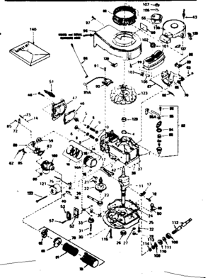 Engine Diagram and Parts List for 143364112  Craftsman Engine