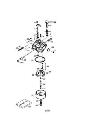 Carburetor 640260a Diagram and Parts List for 143640260A  Craftsman Lawn Mower