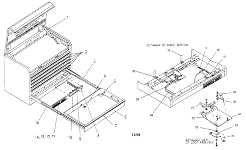 Tool Chest Diagram and Parts List for 706654551  Craftsman Tool Stand & Cart