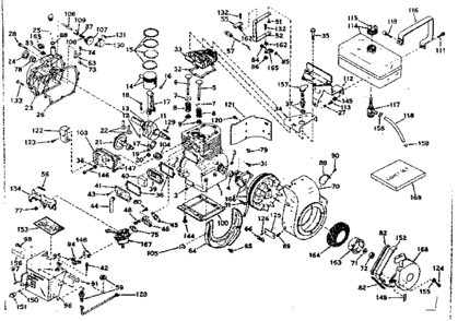 Basic Engine Diagram and Parts List for 143606092  Craftsman Engine