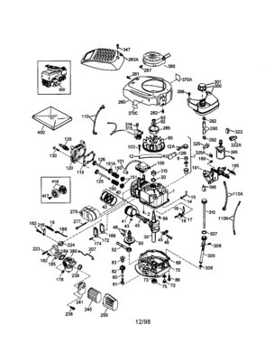 Craftsman 4-cycle Engine Diagram and Parts List for 143996508  Craftsman Engine