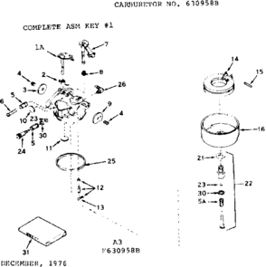 Replacement Parts Diagram and Parts List for 143624022  Craftsman Engine