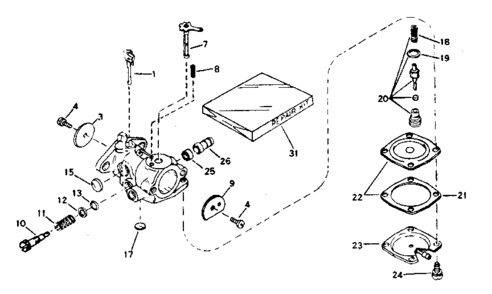 Carburetor No. 632129 Diagram and Parts List for 200692132  Craftsman Engine