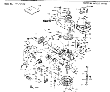Replacement Parts Diagram and Parts List for 143334182  Craftsman Engine