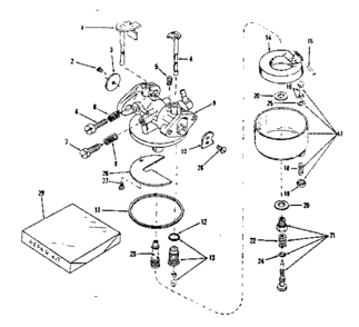 Carburetor No. 630936 Diagram and Parts List for 143122291  Craftsman Engine