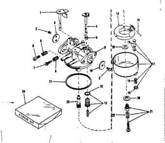 Carburetor No. 29993 Diagram and Parts List for 143105041  Craftsman Engine