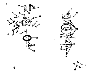 Carburetor Diagram and Parts List for 143626312  Craftsman Engine
