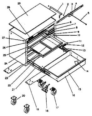 Mobile Tool Cart Diagram and Parts List for 706653050  Craftsman Tool Stand & Cart