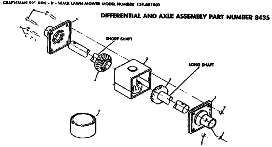 Differential And Axle Assembly Diagram and Parts List for 131881801  Craftsman Lawn Mower