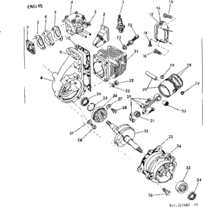 Carburetor Diagram and Parts List for 917351480  Craftsman Chainsaw