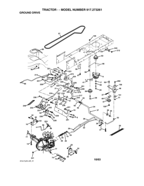 Ground Drive Diagram and Parts List for 917273261  Craftsman Lawn Tractor