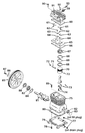 PUMP Diagram and Parts List for 919-18543 Type 1 Craftsman Compressor