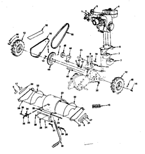 Main Frame Diagram and Parts List for 917299760  Craftsman Tiller