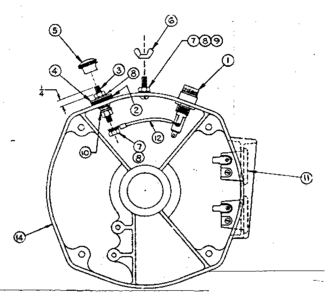 Rear Bearing Carrier Assembly With Battery Charging Terminal Diagram and Parts List for 5805489-0  Craftsman Engine