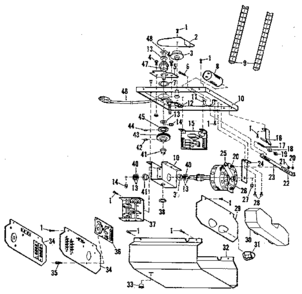 Chassis Assembly Diagram and Parts List for 139664400  Craftsman Garage Door Opener