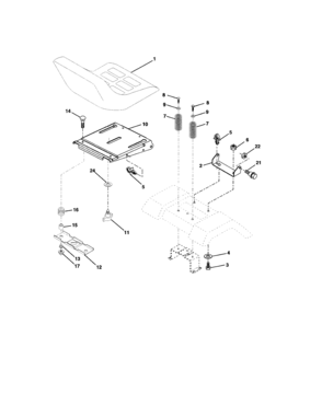 Seat Assembly Diagram and Parts List for 917273760  Craftsman Lawn Tractor