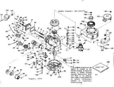 Part Location Diagram of 33738A Craftsman Blower housing
