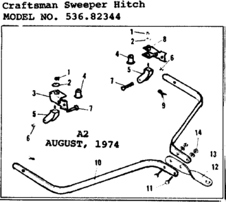 Replacement Parts Diagram and Parts List for 53682344  Craftsman Lawn Tractor