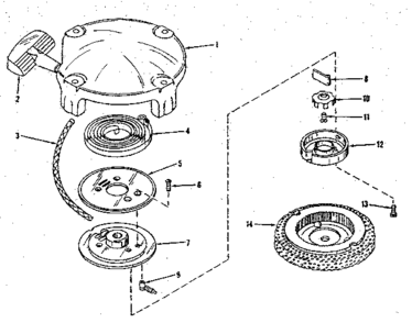 Rewind Starter No. 28319 Diagram and Parts List for 14344000  Craftsman Engine