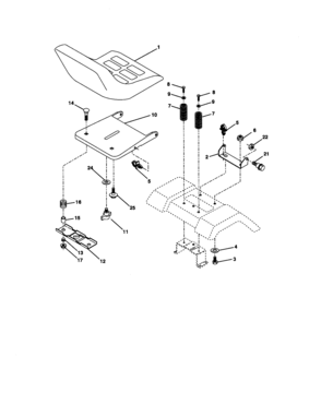 Seat Assembly Diagram and Parts List for 917270680  Craftsman Lawn Tractor