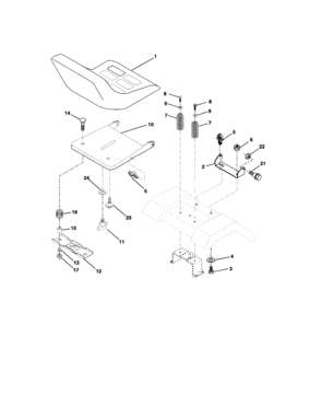 Seat Assembly Diagram and Parts List for 917273850  Craftsman Lawn Tractor