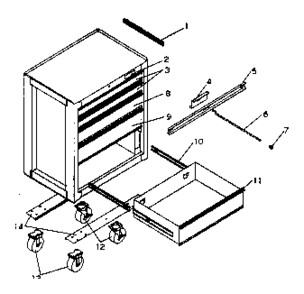Chest Diagram and Parts List for 706619890  Craftsman Tool Stand & Cart