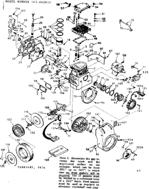 Engine Diagram and Parts List for 143662012  Craftsman Engine