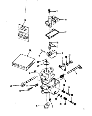 Carburetor No. 29636 Diagram and Parts List for 14325251  Craftsman Engine