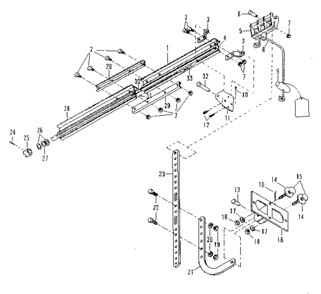 Rail Assembly Diagram and Parts List for 139664753  Craftsman Garage Door Opener