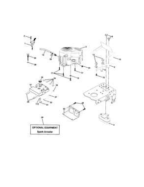 Engine Diagram and Parts List for 917272941  Craftsman Lawn Tractor